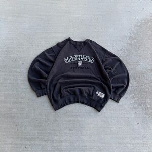 Vintage Pittsburgh Steelers Faded Distressed Paint Splattered Crew Neck Size M